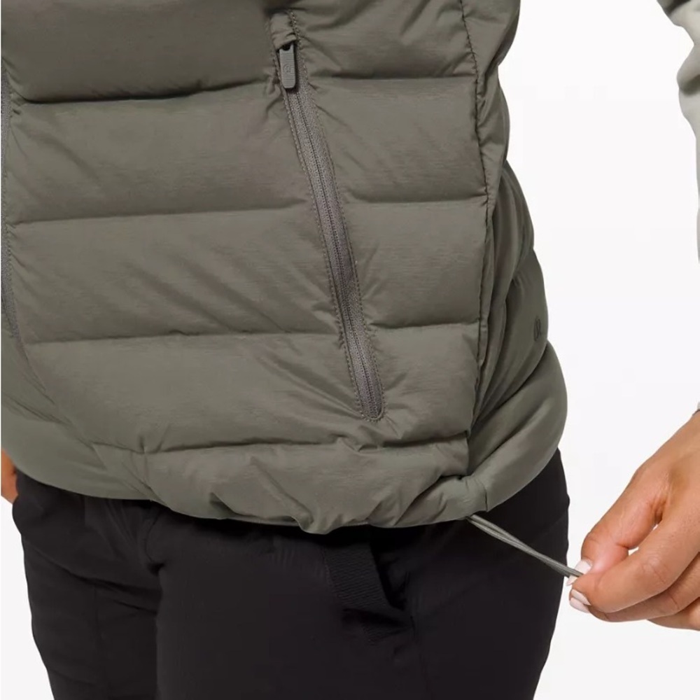 Lululemon Navigation Stretch Down Puffer Vest Sleek Olive Green Women’s Size 6 - Picture 5 of 5